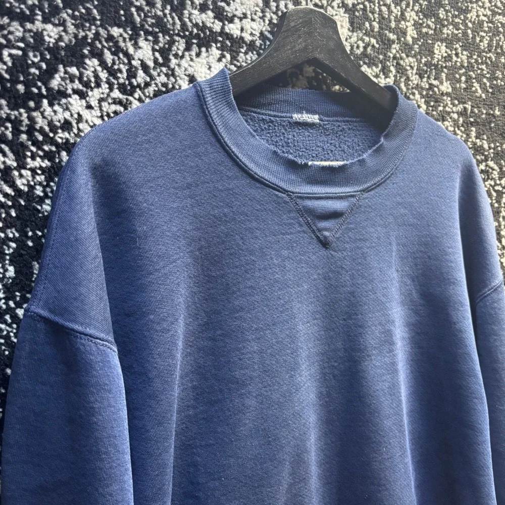 Vintage Russell Athletic Crewneck Sweatshirt Navy Blue Faded Grunge Mens XL - Picture 2 of 5
